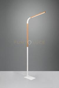 Norris piantana led 11w 1400lm, 3000k metallo bianco e legno flessi