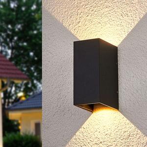 Lucande Lampada da parete a LED Kimian, altezza 17 cm, antracite, IP54