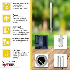 Grafner® Lampada da sentiero in acciaio inox con 2 prese da esterno Lampada da giardino 110 cm