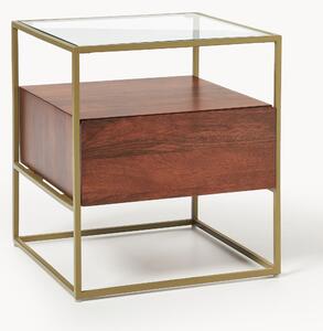 HOMCOM Comodino Industriale Con Cassetto In Tessuto E Ripiano Aperto - Marrone Rustico - 45x40x50,5 Cm - Antiribaltamento - 3