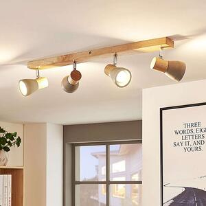 Faretto Lindby Filiz, 4 luci, 77 cm, legno, cemento, E14