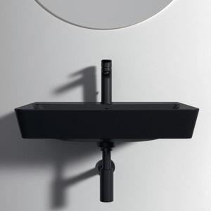 Ideal Standard Connect Air - Lavabo Cube 600x460x160 mm, con troppopieno, foro per miscelatore, nero E0298V3