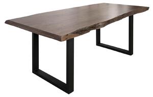 MASSIVMOEBEL24 | FREEFORM 5 Tavolo da pranzo in legno di acacia - laccato grigio /gambe in ferro - antracite mat 220x100x77