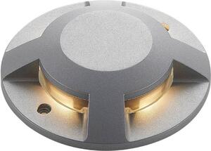 Lucande Faretto LED da pavimento Jeffrey, argento, 4 uscite luce