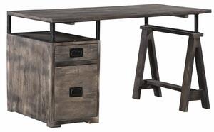 MASSIVMOEBEL24 | scrivania in legno di Mango 140x78x80 grigio scuro laccato RAILWAY #229