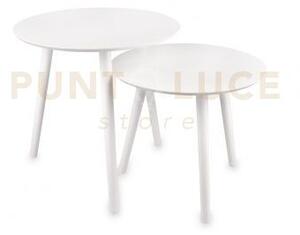 Vilma set di 2 tavoli rotondi struttura in mdf 50cm bianchi d.50-45cm