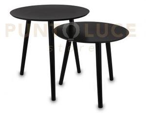 Vilma set di 2 tavoli rotondi struttura in mdf 50cm neri d.50-45cm