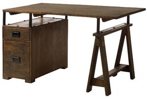 MASSIVMOEBEL24 | Schreibtisch Mango 140x78x80 braun lackiert RAILWAY #429