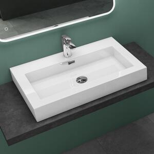 Lavabo sospeso Mai & Mai, modello da appoggio, in resina minerale bianca, 1 pezzo