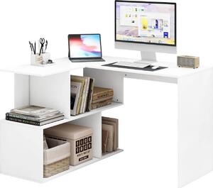 WOLTU Scrivania Scrivania ad angolo Tavolo da lavoro per PC Laptop, con ripiani, MDF : Bianco Colore: Bianco