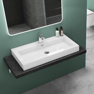 Mai & Mai Lavabo Lavabo sospeso Lavabo da appoggio Minerale fuso bianco 1 foro per rubinetto rettangolare Larghezza: 90 cm col18