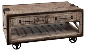 MASSIVMOEBEL24 | tavolino da salotto in legno di Mango 112x61x55 marrone laccato HEAVY INDUSTRY #262