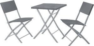 SVITA Set da bistrot in polyrattan Set da balcone Mobili pieghevoli Sedia Tavolo Mobili da giardino Grigio