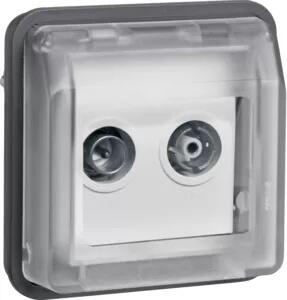 Berker 12033545 Inserto per presa antenna a 2 fori AP, scatola singola Berker W.1, grigio chiaro opaco
