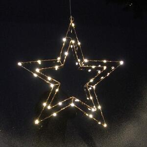 Stella di Natale in filo di rame con luci LED bianche calde Stella a finestra Dimensioni: H30 x L28 cm (25 LED)