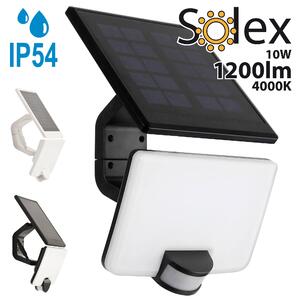Proiettore solare LED Solex nero - 10W, rilevatore di movimento, 1200lm, bianco neutro 4000K
