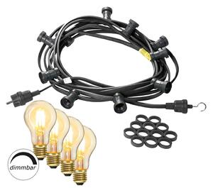 Catena luminosa decorativa per interni/esterni, 5 metri - Catena luminosa nera per esterni, prodotta in Germania, con 10 luci dimmerabili