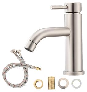 Miscelatore per lavabo Moonbite YP-LT001, rubinetto per lavabo in acciaio inossidabile spazzolato, completo di tubi di collegamento