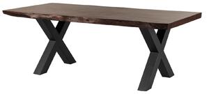 MASSIVMOEBEL24 | Tavolo da pranzo in legno acacia - laccato marrone / ferro X - antracite mat 220x100x77 FREEFORM 5