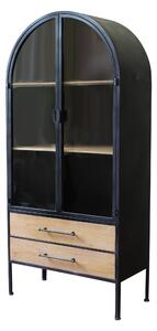 HENDRICKS - vetrina industrial in metallo con due cassetti cm 81,5 x 40 x 180 h