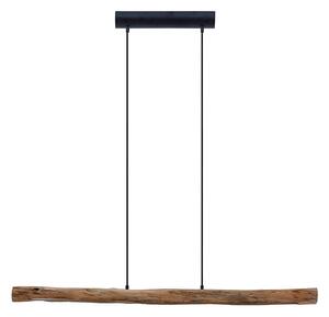 Lindby LED a sospensione Nekala, nero, legno, lunghezza 120 cm