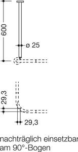 Sospensione a soffitto HEWI, d:25, A=600mm, cromo