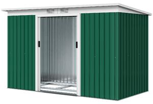 Casetta da giardino Outsunny con porta scorrevole, in acciaio, verde scuro