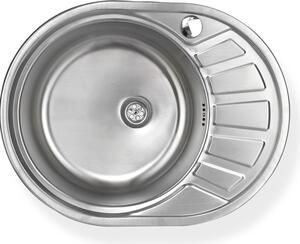 Lavello in acciaio inox "Calypso SL" - Lavello da incasso rotondo con sgocciolatoio sul lato destro