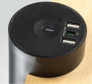 Presa multipla da tavolo a 3 vie con cavo da 3 m, interruttore, USB-A, USB-C, 20 W PD, staffa di fissaggio per tavolo, piano di lavoro o scrivania, nera