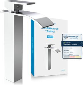 Miscelatore alto per bagno Tamina - cromo | Miscelatore a cascata per bagno dal design classico - rubinetto per lavabo da appoggio