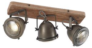 Faretto da soffitto Lindby Farovi, nero, 44 cm, 3 luci, legno, GU10
