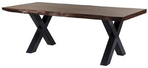 MASSIVMOEBEL24 | Tavolo da pranzo in legno acacia - laccato marone / ferro X - antracite lucido 220x90x77 FREEFORM 5