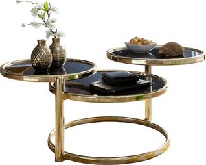 Tavolino SUSI con 3 piani d'appoggio nero / oro 58 x 43 x