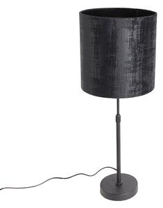 Lampada da tavolo nero paralume velour nero 25 cm - PARTE