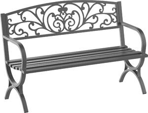 Panchina da giardino a due posti Outsunny, portata massima 240 kg, adatta per uso interno ed esterno, 127x60x85 cm, nera
