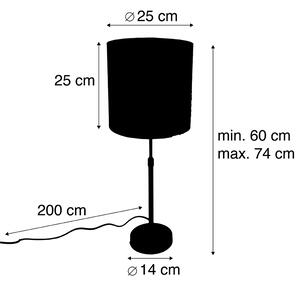 Lampada da tavolo nero paralume velour nero 25 cm - PARTE
