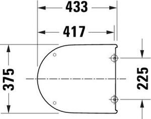 DURAVIT 0024190000 Sedile WC universale a forma di D, larghezza 432 mm, montaggio superiore