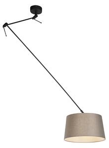 Lampada a sospensione con paralume in lino color talpa 35 cm - BLITZ I zwart