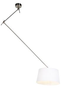 Lampada a sospensione con paralume in lino bianco 35 cm - Acciaio Blitz I