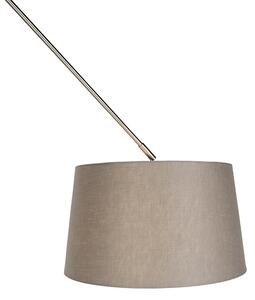 Lampada a sospensione con paralume in lino color talpa 35 cm - Acciaio Blitz I