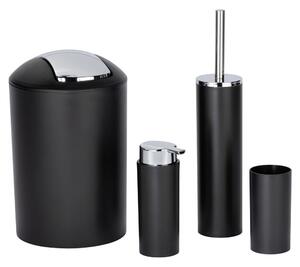 Set di accessori per il bagno nero opaco in plastica Calvo – Wenko