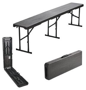 Panca da birreria Pieghevole in plastica Grigio effetto legno 180 cm pieghevole Panca da birreria Panca da campeggio