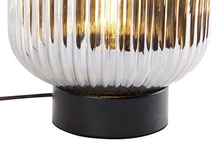 Lampada da tavolo Art Deco in vetro fumé nero - KAREL