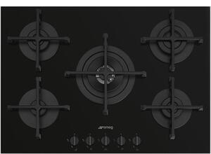 Smeg Cucina PV275B Piano Cottura Superficie Piana 72 cm Gas 5 Fornelli Nero