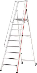 Scala a piantone Hymer R13 con rotelle basculanti e corrimano lungo, 9 gradini