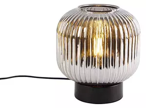 Lampada da tavolo Art Déco nera con vetro fumé - Karel