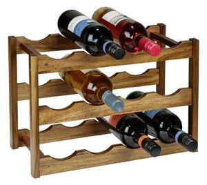Portabottiglie di colore naturale in acacia massiccia numero di bottiglie 12 42x28x21 cm Fondi – Wenko