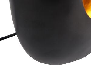 Lampada da tavolo design nera interno dorato 36 cm - COVA