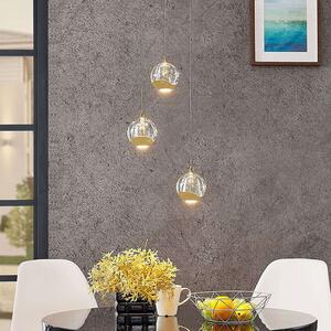 Lucande LED a sospensione Hayley, Ø 25 cm, 3 colori, oro, vetro