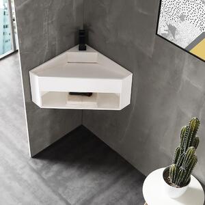 Lavabo a parete, lavabo angolare TWG70 in resina minerale - 50 x 50 x 28 cm - Bianco opaco